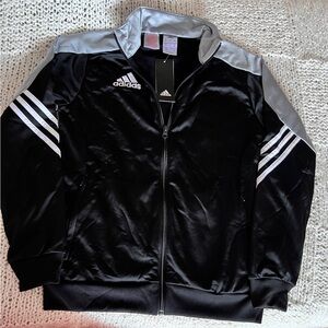 Adidas Kids Black and Silver Tricot tracksuit